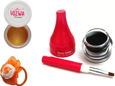 

Vozwa Gold Gradient Eyeshadow Shimmer Powder, Waterproof Long Wear Gel Eyeliner and Band(Set of 3)