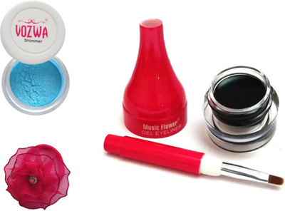 

Vozwa Blue Gradient Eyeshadow Shimmer Powder, Waterproof Long Wear Gel Eyeliner and Band(Set of 3)