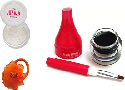

Vozwa White Eyeshadow Shimmer Powder, Waterproof Long Wear Gel Eyeliner and Band(Set of 3)