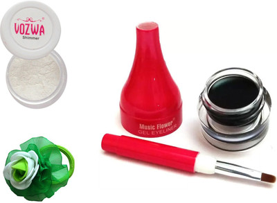 

Vozwa White Eyeshadow Shimmer Powder, Waterproof Long Wear Gel Eyeliner and Band(Set of 3)