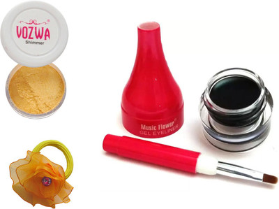 

Vozwa Golden Eyeshadow Shimmer Powder, Waterproof Long Wear Gel Eyeliner and Band(Set of 3)