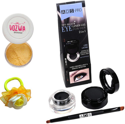 

Vozwa Golden Eyeshadow Shimmer Powder, Waterproof Long Wear Gel Eyeliner Smudge Proof and Band(Set of 3)