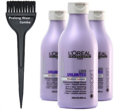 Pro longwear combo Hair Brush,L'oreal Professional Liss Unlimited Hair Shampoo3(Set of 4)