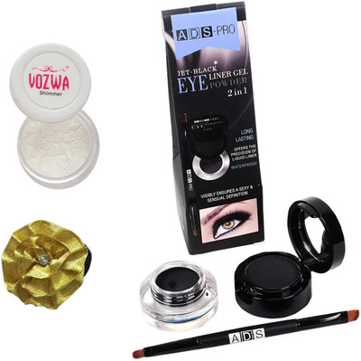 

Vozwa White Eyeshadow Shimmer Powder, Waterproof Long Wear Gel Eyeliner Smudge Proof and Band(Set of 3)