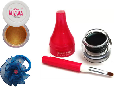 

Vozwa Gold Gradient Eyeshadow Shimmer Powder, Waterproof Long Wear Gel Eyeliner and Band(Set of 3)