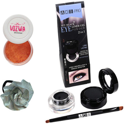 

Vozwa Copper Eyeshadow Shimmer Powder, Waterproof Long Wear Gel Eyeliner Smudge Proof and Band(Set of 3)