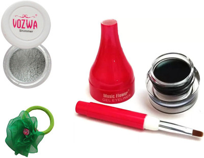 

Vozwa Silver Eyeshadow Shimmer Powder, Waterproof Long Wear Gel Eyeliner and Band(Set of 3)