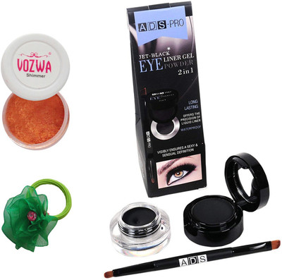 

Vozwa Copper Eyeshadow Shimmer Powder, Waterproof Long Wear Gel Eyeliner Smudge Proof and Band(Set of 3)