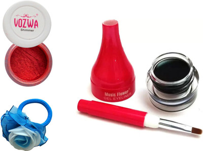 

Vozwa Red Eyeshadow Shimmer Powder, Waterproof Long Wear Gel Eyeliner and Band(Set of 3)