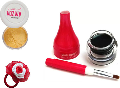 

Vozwa Golden Eyeshadow Shimmer Powder, Waterproof Long Wear Gel Eyeliner and Band(Set of 3)