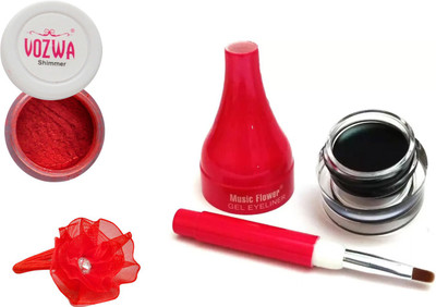 

Vozwa Red Eyeshadow Shimmer Powder, Waterproof Long Wear Gel Eyeliner and Band(Set of 3)