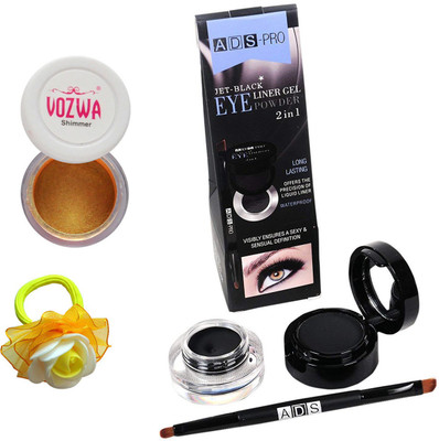 

Vozwa Gold Gradient Eyeshadow Shimmer Powder, Waterproof Long Wear Gel Eyeliner Smudge Proof and Band(Set of 3)