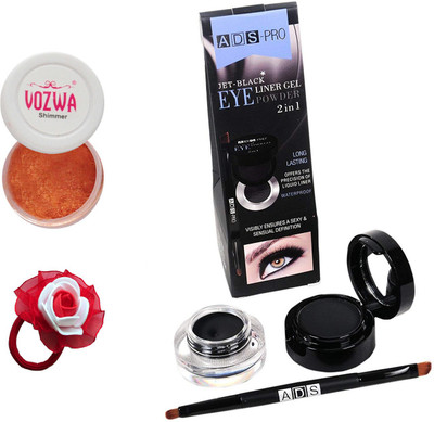 

Vozwa Copper Eyeshadow Shimmer Powder, Waterproof Long Wear Gel Eyeliner Smudge Proof and Band(Set of 3)