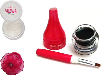 

Vozwa White Eyeshadow Shimmer Powder, Waterproof Long Wear Gel Eyeliner and Band(Set of 3)