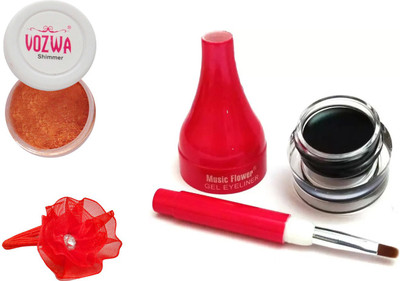 

Vozwa Copper Eyeshadow Shimmer Powder, Waterproof Long Wear Gel Eyeliner and Band(Set of 3)
