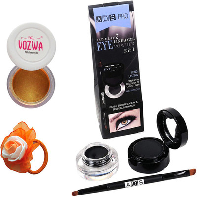 

Vozwa Gold Gradient Eyeshadow Shimmer Powder, Waterproof Long Wear Gel Eyeliner Smudge Proof and Band(Set of 3)