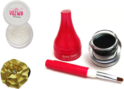 

Vozwa White Eyeshadow Shimmer Powder, Waterproof Long Wear Gel Eyeliner and Band(Set of 3)