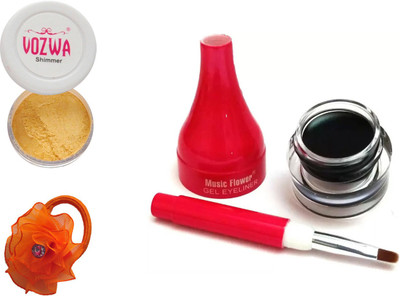 

Vozwa Golden Eyeshadow Shimmer Powder, Waterproof Long Wear Gel Eyeliner and Band(Set of 3)