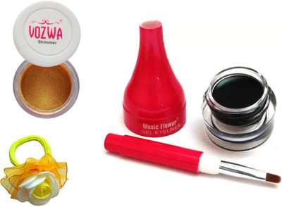 

Vozwa Gold Gradient Eyeshadow Shimmer Powder, Waterproof Long Wear Gel Eyeliner and Band(Set of 3)