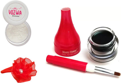 

Vozwa White Eyeshadow Shimmer Powder, Waterproof Long Wear Gel Eyeliner and Band(Set of 3)