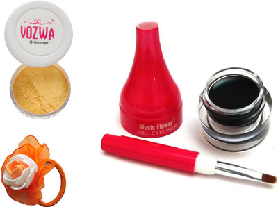 

Vozwa Golden Eyeshadow Shimmer Powder, Waterproof Long Wear Gel Eyeliner and Band(Set of 3)