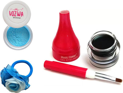 

Vozwa Blue Gradient Eyeshadow Shimmer Powder, Waterproof Long Wear Gel Eyeliner and Band(Set of 3)