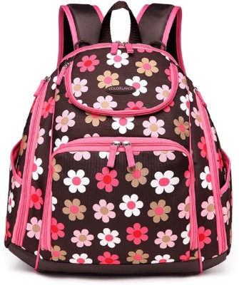 

Colorland New Outdoor Baby Diaper Changing Backpack with Stroller Hanging Capability Backpack Diaper Bag(Dark Pink-Flower Print)