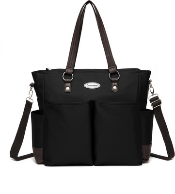 

Colorland New Functional Big Capacity Mummy Bag with Big Changing Mat Portable Diaper Tote Bag Crossbody Messenger Diaper Bag(Black)