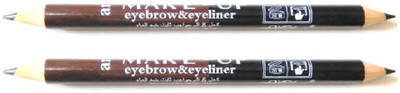 

Natural set of 2 two in one black brown eyebrow pencil long lasting eyebrow shaper eyebrow definer(Black, Brown)