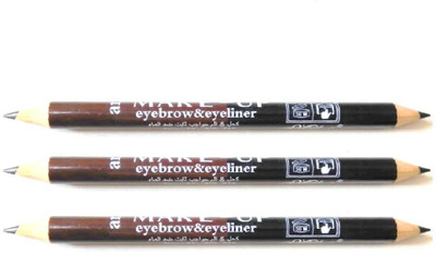 

Natural set of 3 two in one black brown high quality thick eyebrow pencil long lasting eyebrow shaper eyebrow definer(Black, Brown)