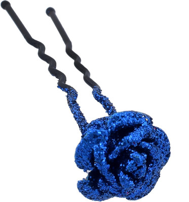 

Memoir Acrylic Royal Blue glitter Rose design Juda hair pin Women Girls Fashion Hair Pin(Blue, Black)