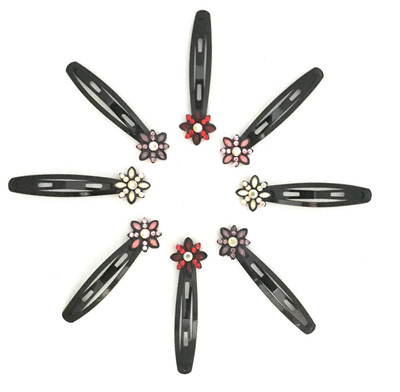 

Preet Art Jewellery Korean Plastic Crystal 4 Pair Tic Tac Clip(Black, Red, White, Pink, Purple)