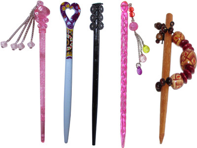 

GEERO Combo of Multi Color Juda Sticks Bun Stick(Multicolor)