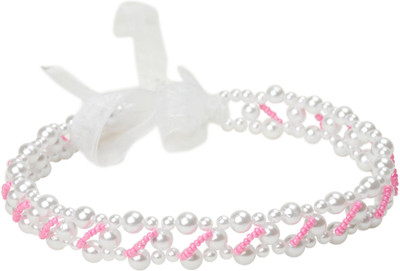

Aarushi Creations pinkchainwhitepearltiara Hair Chain, Hair Band, Head Band(Pink, White)