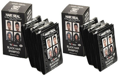 

Hair4real Multibox Combo Pack Of 2 Boxes of 20 Hair Color Sachets (25ml each), Amonia Free Instant Shampoo Hair Color (Natural Black) Hair Color(Black)