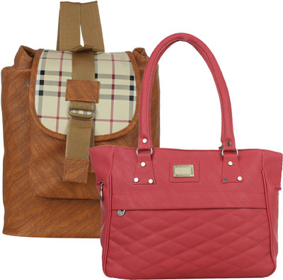 

Fillin Cart Women Casual, Evening/Party Pink, Brown PU Shoulder Bag, Brown;pink