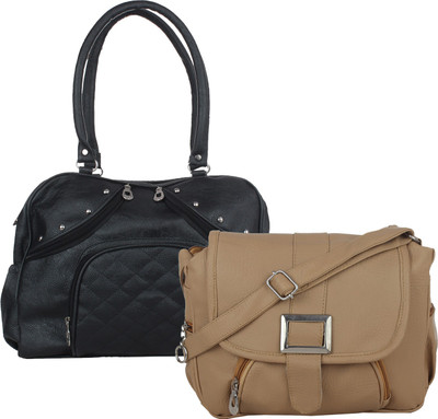 

Fillin Cart Women Casual, Evening/Party Black, Beige PU Sling Bag, Beige;black