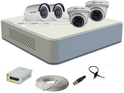HIKVISION DS-7A04HGHI-F1 720P (1MP) 4CH Turbo HD DVR 1Pcs + Hikvison Turbo Bullet Camera DS-2CE1AC0T-IRPF 2Pcs + Hikvison Turbo Dome Camera DS-2CE5AC0T-IRPF 2Pcs+Speedlink Copper (3+1) Cable+4Ch Power Supply Full Combo Kit. Security Camera(6 TB, 4 Channel)