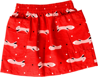 

Bows and Mittens Short For Girls Casual Animal Print Cotton(Red, Pack of 1