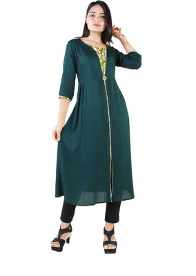 

Shopping Rajasthan Festive & Party Printed Women's Kurti(Green
