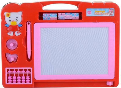 

Instabuyz Double Sided Magic Slate For Kids With Counting Beads, Pen And Stamps(Red)
