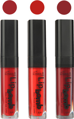 

Bonjour Paris Long lasting velvet matte lipstick(red, bunt amber, mauve, 18 g)