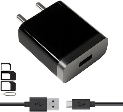 ShopReals Wall Charger Accessory Combo for Lenovo K8 Plus, Lenovo K8 Note, Lenovo P2, Lenovo K6 Power, Lenovo K6 Note, Lenovo K5 Note, Lenovo Phab 2 Charger With 1 Meter Micro USB Charging Data Cable And SIM Adapter(Black)