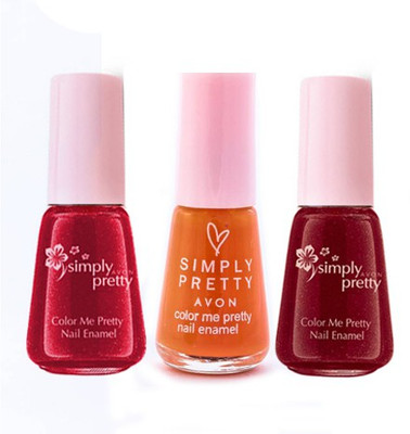 

Avon Color Me Pretty Nail Enamel (cherry red - cranberry - juicy orange)(Pack of 3)