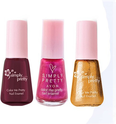 

Avon Color Me Pretty Nail Enamel (deeply maroon - flirty - glitter gold)(Pack of 3)