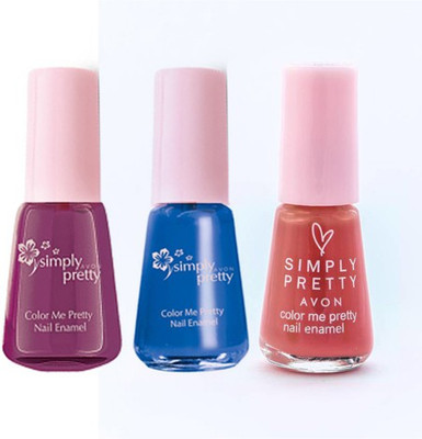 

Avon Color Me Pretty Nail Enamel (navy blue - pretty plum - cool coral)(Pack of 3)