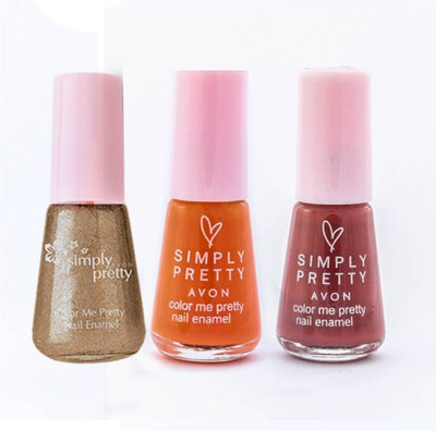

Avon Color Me Pretty Nail Enamel (true rose - juicy orange - champagne shimmer)(Pack of 3)