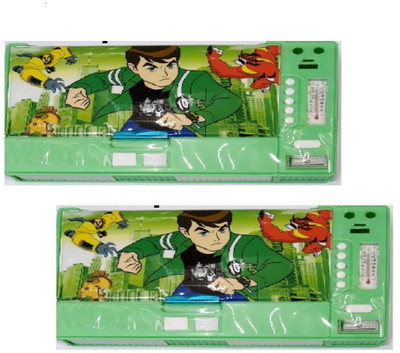 

S2KCrafts s2kc-1014 ben10 s2kc-1014 ben10,ben1o 8 buttons jumbo plastic pencil box Art Plastic Pencil Boxes(Set of 2, Green)