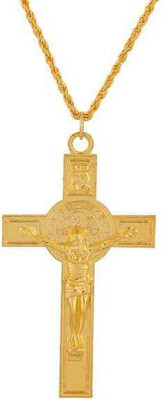 memoir Vatican Jesus and Cross Locket Gold-plated Brass Pendant