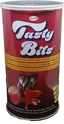 

Goofy Tails Tasty Bits Powerful Color Enhancing Daily Diet Fish Food (1000ml) With Toya Blood Worms (5gm) Sea Food Fish Treat(500 g)